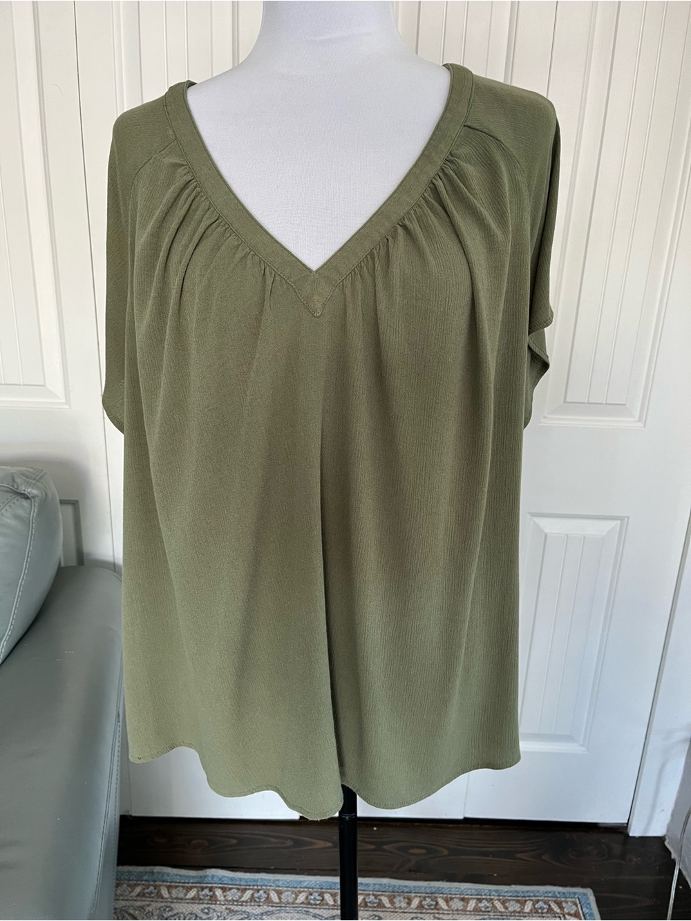 Torrid, Lightweight Drapey, Olive V-Neck Women’s Top